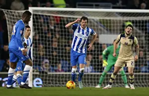 Leeds United 24FEB15 Prints: Gordon Greer Leads Brighton and Hove Albion in Championship Battle against Leeds United (24FEB15)