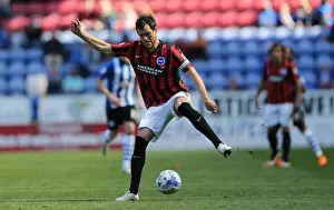 Wigan Athletic 18APR15 Prints: Gordon Greer Leads Brighton and Hove Albion in Championship Clash against Wigan Athletic (18APR15)