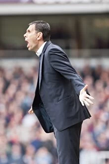Images Dated 14th April 2012: Gus Poyet Leads Brighton & Hove Albion in Championship Clash at Upton Park Against West Ham United