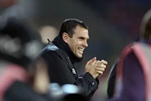 Images Dated 19th February 2013: Gus Poyet Leads Brighton & Hove Albion at Cardiff City Stadium, Npower Championship, February 19