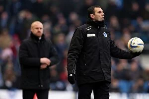 Images Dated 23rd February 2013: Gus Poyet and Sean Dyche: A Moment of Tactical Clash at the Amex Stadium - Brighton & Hove Albion
