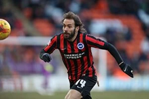 Images Dated 31st January 2015: Inigo Calderon in Action: Brighton & Hove Albion vs. Blackpool, Bloomfield Road, January 2015