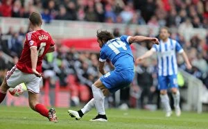 Images Dated 2nd May 2015: Inigo Calderon in Action: Middlesbrough vs. Brighton & Hove Albion, Sky Bet Championship, May 2015