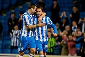 Images Dated 20th March 2012: Inigo Calderon Scores the First Goal: Brighton & Hove Albion vs. Derby County (March 20, 2012)