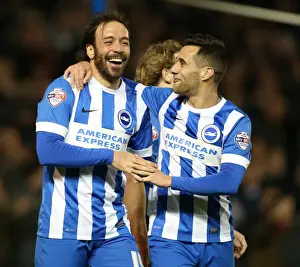 Leeds United 24FEB15 Prints: Inigo Calderon's Goal Seals 2-0 Lead for Brighton & Hove Albion Against Leeds United