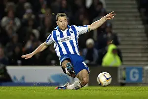 Derby County - 12-01-2013 Prints: Intense Championship Clash: Ashley Barnes Scores for Brighton & Hove Albion Against Derby County (January 12)