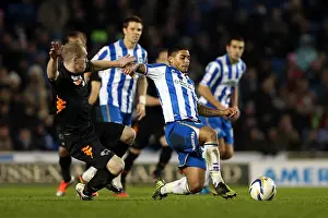 Derby County - 12-01-2013 Prints: Intense Championship Showdown: Liam Bridcutt's Crunching Tackle Against Derby County (January 12)