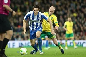 Images Dated 21st April 2017: Intense Championship Showdown: Norwich City vs. Brighton and Hove Albion at Carrow Road (21APR17)