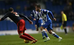Reading 26DEC14 Prints: Intense Face-off: Colunga vs. Opponent during Brighton & Hove Albion vs. Reading (26DEC14)
