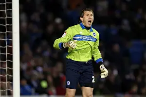 Derby County - 12-01-2013 Prints: Intense Moment: Tomasz Kuszczak Shouting during Brighton & Hove Albion vs Derby County