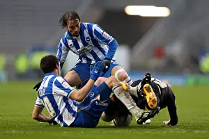 Derby County - 12-01-2013 Prints: Intense Performance: Inigo Calderon Leads Brighton & Hove Albion Against Derby County (Npower Championship)