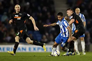 Derby County - 12-01-2013 Prints: Intense Rivalry: Liam Bridcutt's Battle for Possession - Brighton & Hove Albion vs Derby County (January 12)