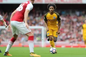 Arsenal 01OCT17 Prints: Isaiah Brown Fights for Brighton and Hove Albion Goal Against Arsenal in Premier League Clash (01OCT17)