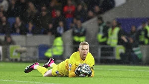 Crystal Palace 15MAR23 Collection: Jason Steele Gathers Ball in Intense Brighton and Hove Albion vs. Crystal Palace Clash (15MAR23)