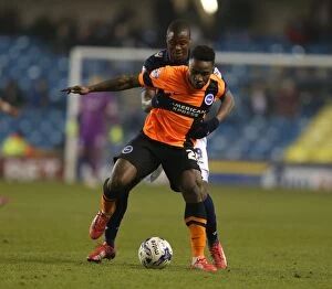 Images Dated 17th March 2015: Kazenga LuaLua in Action: Brighton Midfielder Battles it Out in Championship Clash vs