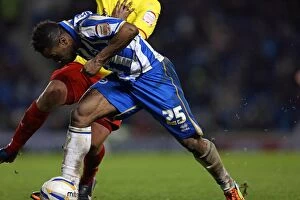 Images Dated 29th December 2012: Kazenga LuaLua Charges Forward in Intense Brighton & Hove Albion vs Watford Championship Clash