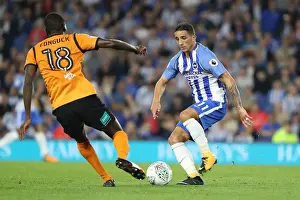 Barnet 22AUG17 Prints: Knockaert vs Fonguck: Clash between Brighton's Knockaert and Barnet's Fonguck in the EFL Cup