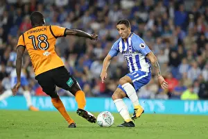 Barnet 22AUG17 Prints: Knockaert vs Fonguck: Clash between Brighton's Midfielders in the 2017 EFL Cup Match