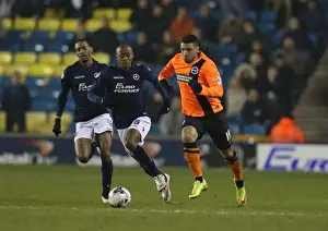 Millwall Prints: Leon Best in Action: Championship Showdown between Millwall and Brighton & Hove Albion at The New Den (17MAR15)