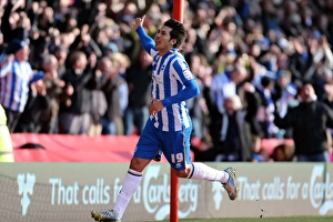 2013 Prints: Leonardo Ulloa Scores the Opener: Brighton & Hove Albion Lead Nottingham Forest in NPower Championship (March 30)
