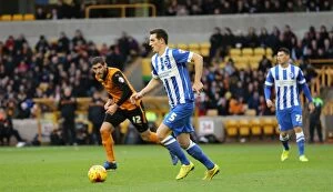 Images Dated 20th December 2014: Lewis Dunk Focuses in Wolverhampton Wanderers vs Brighton and Hove Albion Championship Clash