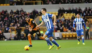Wolverhampton Wanderers 20DEC14 Prints: Lewis Dunk Focuses in Wolverhampton Wanderers vs Brighton and Hove Albion Championship Clash (20DEC14)