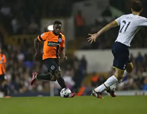 Tottenham Hotspur 29OCT14 Prints: LuaLua in Action: Brighton's Star Player Faces Off Against Tottenham in the Capital One Cup