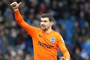 Images Dated 4th March 2018: Mat Ryan's Historic Premier League Victory Celebration: Brighton and Hove Albion Beat Arsenal