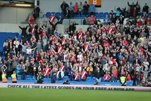 Images Dated 18th October 2014: Middlesbrough Fans in Action at Brighton and Hove Albion vs Middlesbrough (18OCT14)