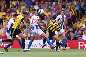 Images Dated 11th August 2018: Murray and Janmaat in Action: Watford vs. Brighton and Hove Albion, Premier League (11AUG18)