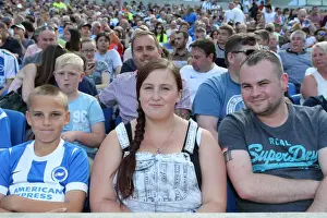 Prints of Albion fans during the pre-season friendly match between Brighton and Hove Albion and Sevilla FC at the American Express Community Stadium, Falmer, England on 2nd August 2015 Pre-Season Prints: Passionate Albion Fans at the American Express Community Stadium: Brighton & Hove vs Sevilla FC (02)