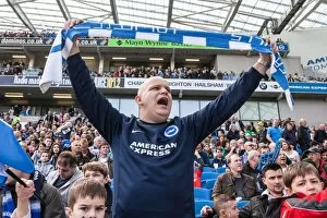 Images Dated 2nd April 2016: Passionate Brighton and Hove Albion FC Fan Amidst the Championship Action