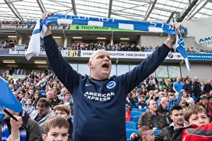 Burnley 02APR16 Prints: Passionate Brighton and Hove Albion FC Fan Amidst the Championship Action