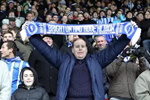 Crowd Shots (Withdean Era) Prints: Passionate Crowd of Brighton and Hove Albion FC at FA Cup Match vs Watford (January 2011)