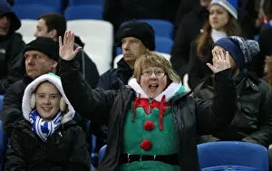 Reading 26DEC14 Prints: Passionate Moment: Brighton and Hove Albion Fans in Full Swing at American Express Community Stadium vs
