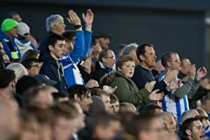 Images Dated 10th April 2012: Passionate North Stand Fans at Brighton & Hove Albion vs. Reading Championship Match (April 10)
