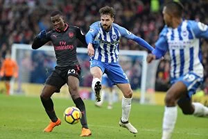Images Dated 4th March 2018: Propper vs. Nketiah: Intense Midfield Battle in Brighton and Hove Albion vs. Arsenal (04MAR18)