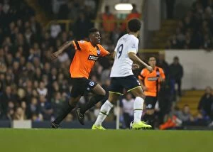 Images Dated 29th October 2014: Rohan Ince Fights for Brighton And Hove Albion Against Tottenham Hotspur in Capital One Cup Clash