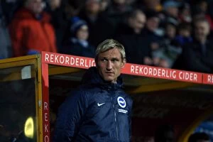 Images Dated 21st October 2014: Sami Hyypia Leads Brighton and Hove Albion in Huddersfield Championship Clash, 21 October 2014