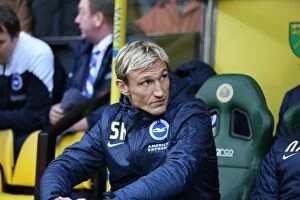 Images Dated 22nd November 2014: Sami Hyypia Leads Brighton and Hove Albion in Norwich City Clash, 22 November 2014