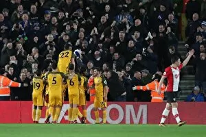 Brighton And Hove Albion Striker Glenn Murray 17 Takes A Penalty And Scores A Goal 0 1 And Celebrates With Brighton And Gallery: Southampton v Brighton and Hove Albion Premier League 31JAN18