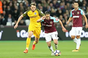 West Ham United 20OCT17 Prints: Stephens vs Hernandez: Intense Midfield Battle in West Ham vs Brighton Premier League Clash (20OCT17)