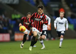 Bolton Wanderers 28FEB15 Prints: Teixeira in Action: Brighton Midfielder Shines in Championship Clash vs