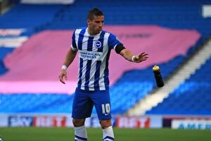 Images Dated 12th September 2015: Tomer Hemed Quenches Thirst Amidst Intense Championship Clash: Brighton & Hove Albion vs