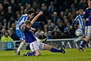 Images Dated 20th March 2012: Vicente's Dramatic Shoot-Out: Brighton & Hove Albion vs Derby County