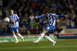 Peterborough United - 06-11-2012 Prints: Wayne Bridge Shoots at Amex Stadium: Brighton & Hove Albion vs