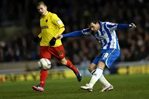 Watford - 29-12-2012 Prints: Wayne Bridge Shoots at Amex Stadium: Brighton & Hove Albion vs